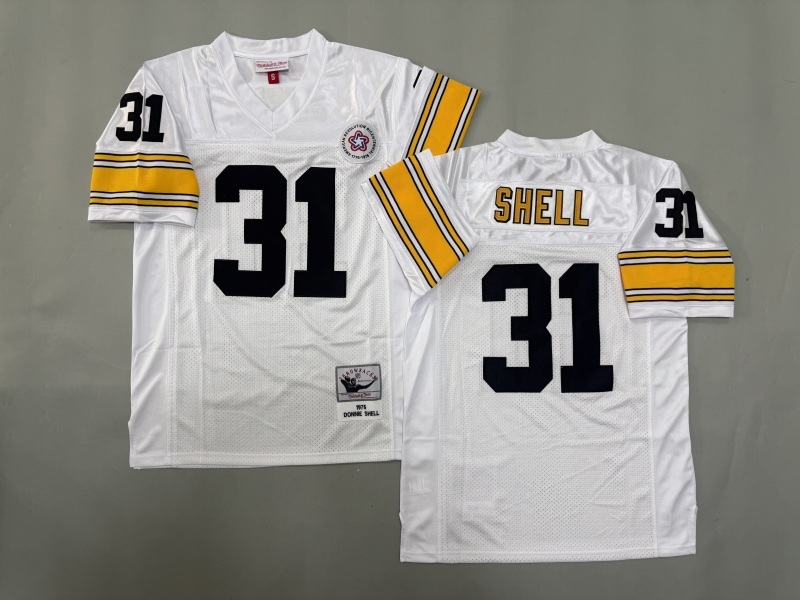 Men 2025 Pittsburgh Steelers #31 Shell white Throwback Limited NFL Jersey style 002
